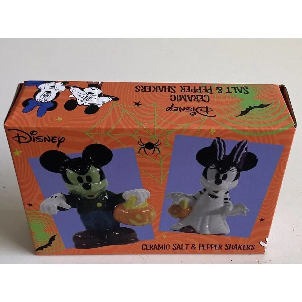 Disney Mickey & Minnie‎ Mouse  Frankenstein Halloween Salt & Pepper Shakers NEW